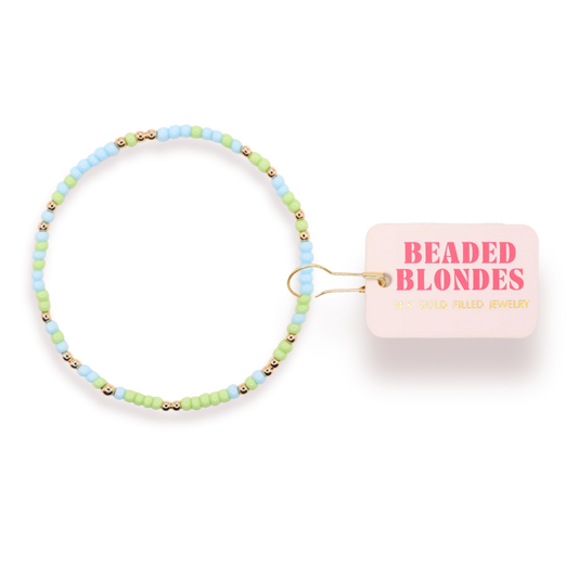 Beaded Blondes powder blue and green bracelet