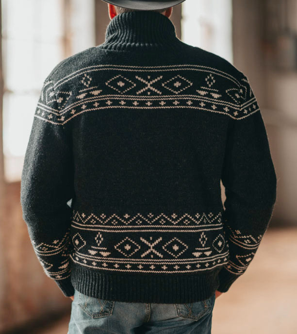 MENS QUINN CHARCOAL ZIP SWEATER JACKET