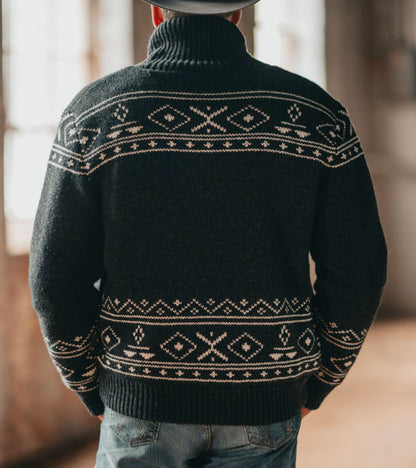 MENS QUINN CHARCOAL ZIP SWEATER JACKET