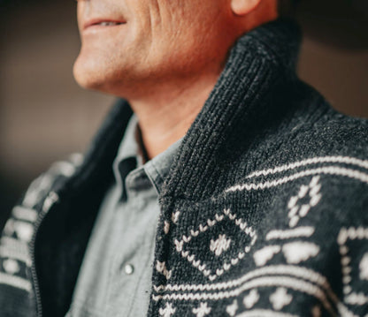 MENS QUINN CHARCOAL ZIP SWEATER JACKET