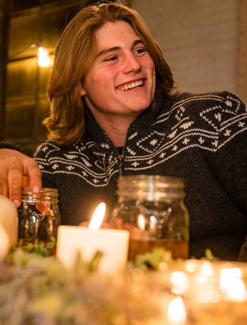 MENS QUINN CHARCOAL ZIP SWEATER JACKET