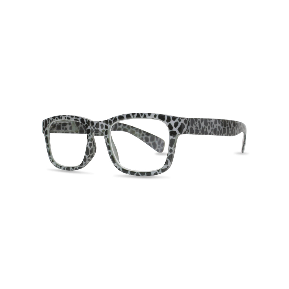 RS Eyeshop patterned square reader glasses in black and grey design