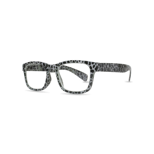 RS Eyeshop patterned square reader glasses in black and grey design