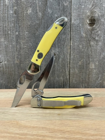Moore Maker - 3.75" Yellow Delrin Lockback Clip Knife