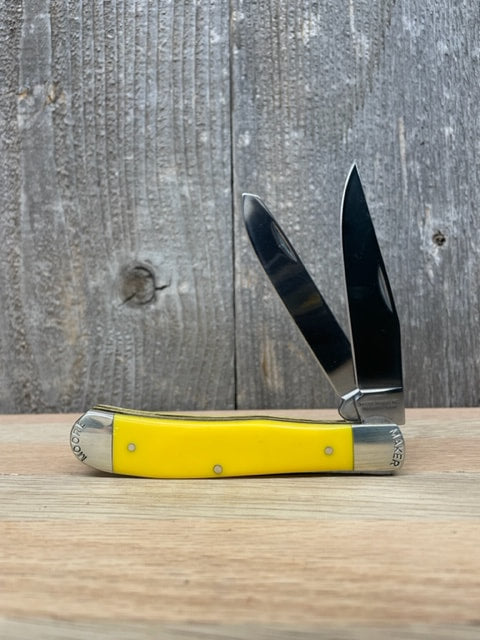 Moore Maker - 4 1/8" Yellow Delrin Trapper Pocket Knife