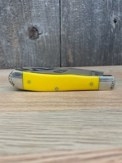 Moore Maker - 4 1/8" Yellow Delrin Trapper Pocket Knife