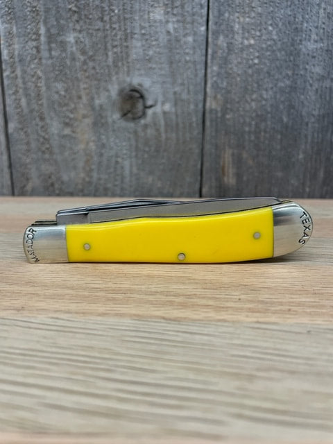 Moore Maker - 4 1/8" Yellow Delrin Trapper Pocket Knife