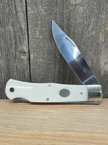 Moore Maker - 4 1/2" White Bone Lockback Knife & Scabbard