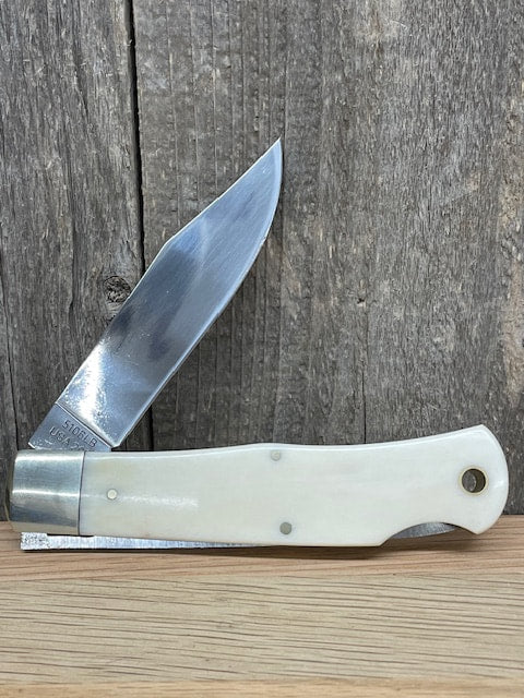 Moore Maker - 4 1/2" White Bone Lockback Knife & Scabbard