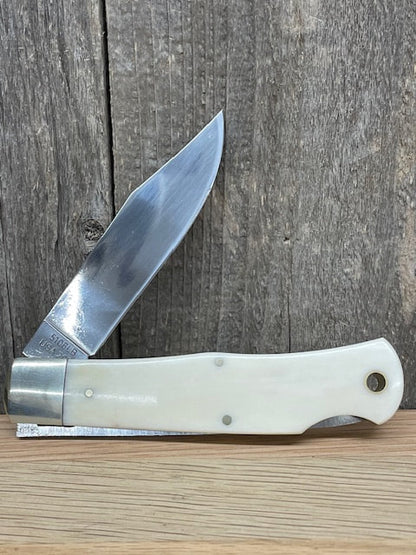 Moore Maker - 4 1/2" White Bone Lockback Knife & Scabbard