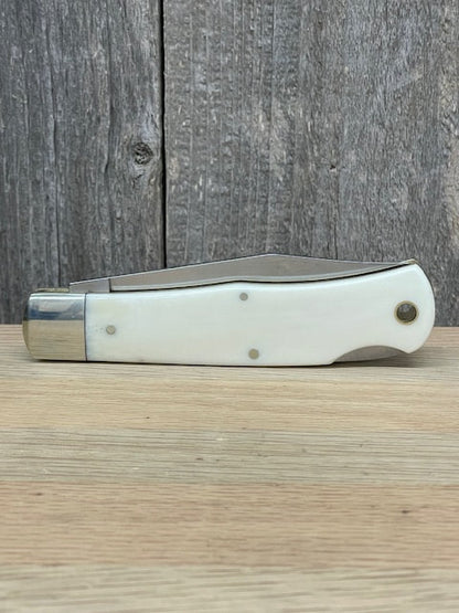Moore Maker - 4 1/2" White Bone Lockback Knife & Scabbard