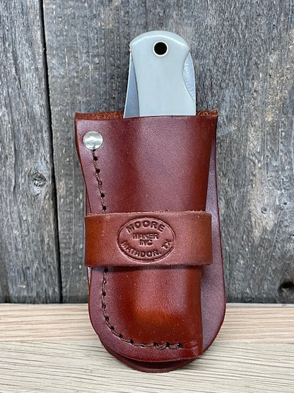 Moore Maker - 4 1/2" White Bone Lockback Knife & Scabbard