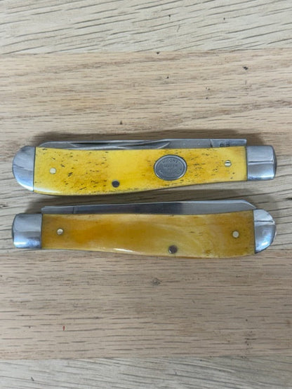 Moore Maker - 3 7/8" Yellow Bone Trapper Pocket Knife