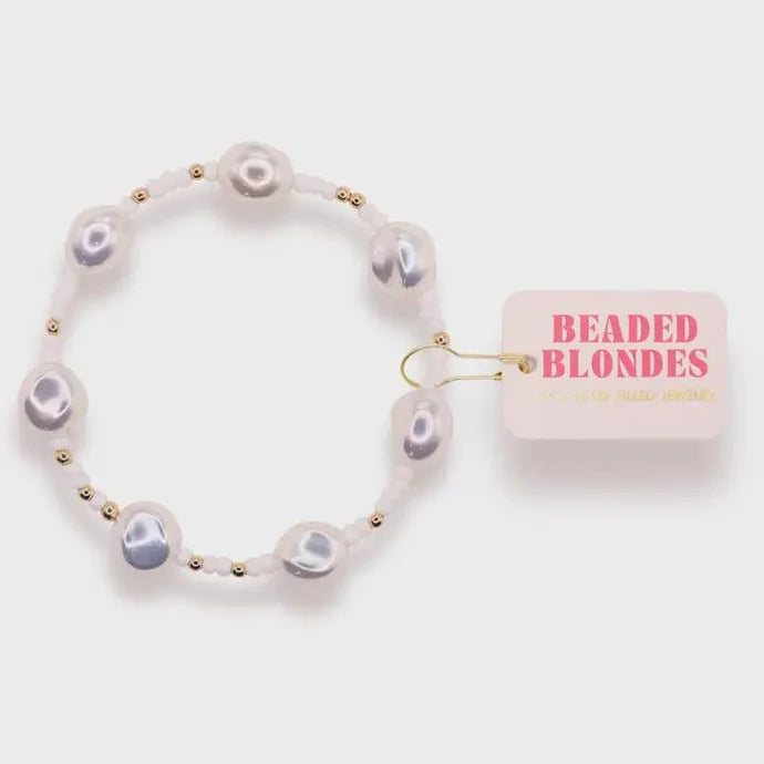 Beaded Blondes White Sadie Sprinkle Bracelet – Women's Stretch Beaded Bracelet